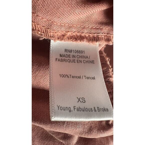 YFB Midi Western Shirtdress‎ Ruched Tencel Pink Young Fabulous Broke Sz XS - Picture 7 of 9